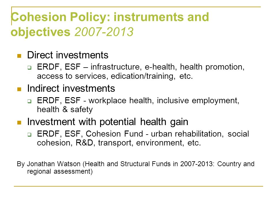 Cohesion Policy: instruments and objectives