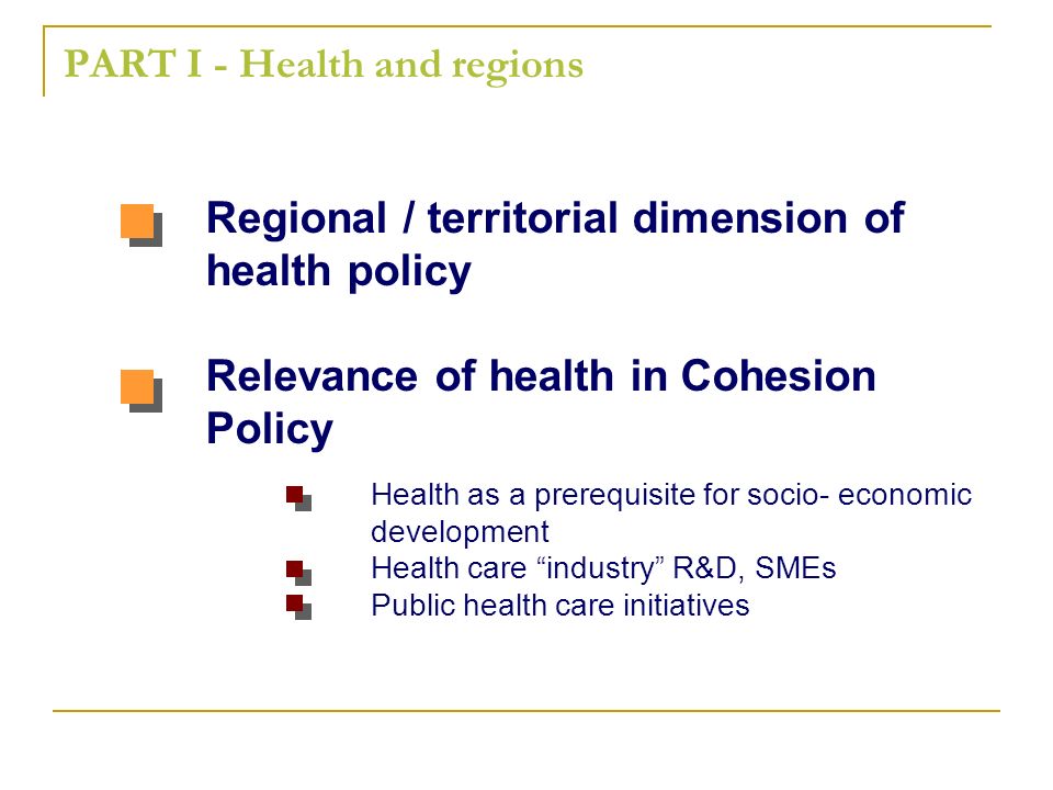 PART I - Health and regions
