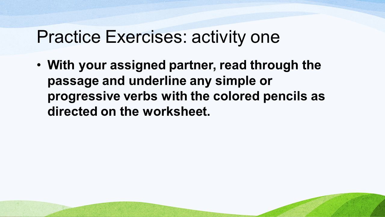 Practice Exercises: activity one