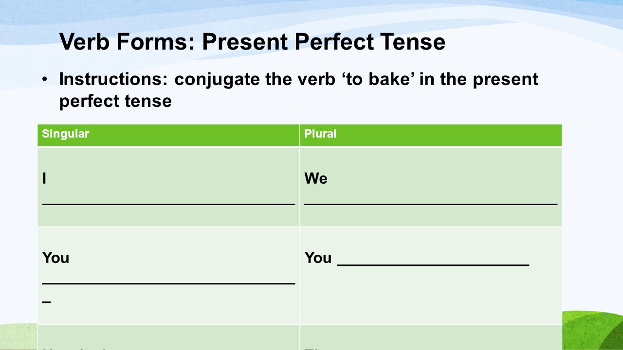 Verb Forms: Present Perfect Tense