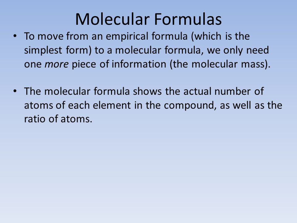 Molecular Formulas