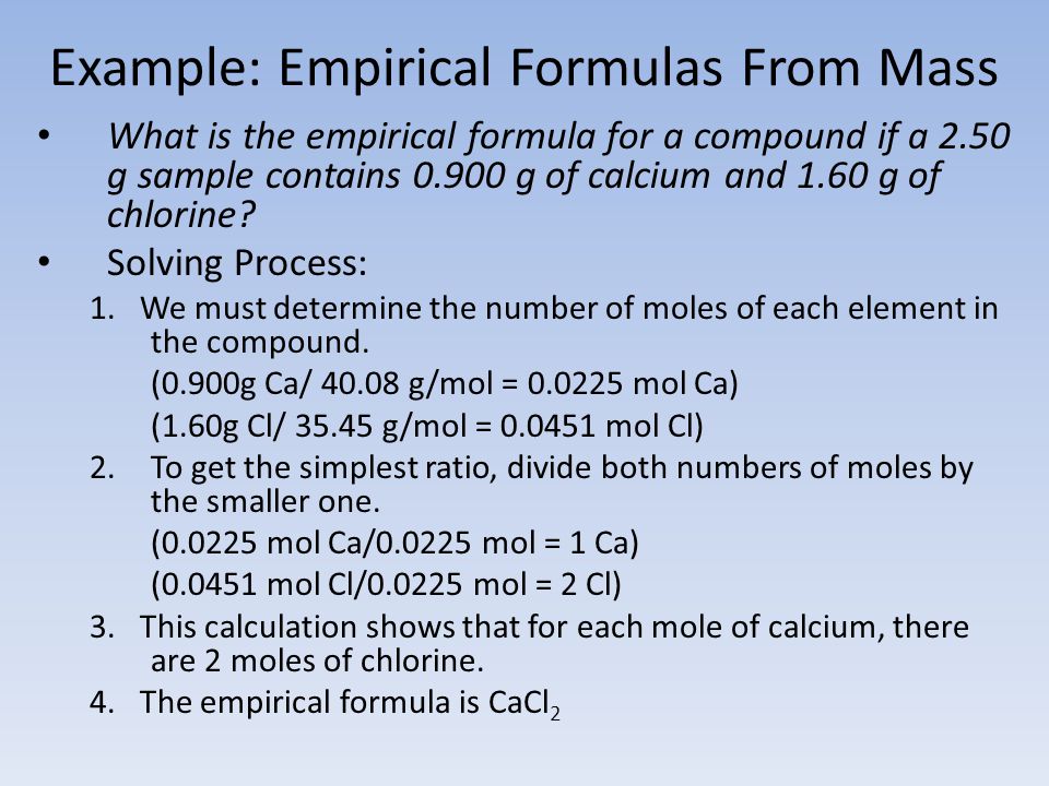 Example: Empirical Formulas From Mass