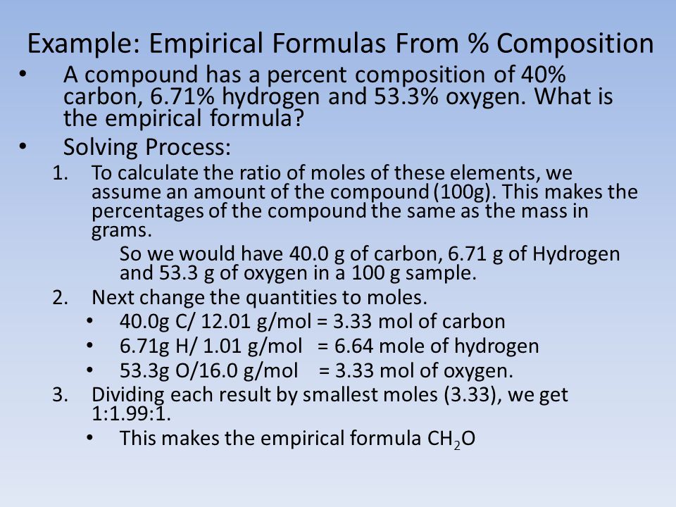 Example: Empirical Formulas From % Composition