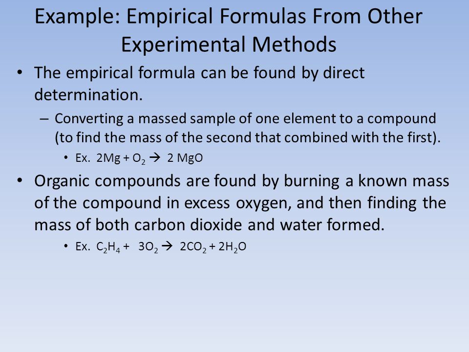 Example: Empirical Formulas From Other Experimental Methods