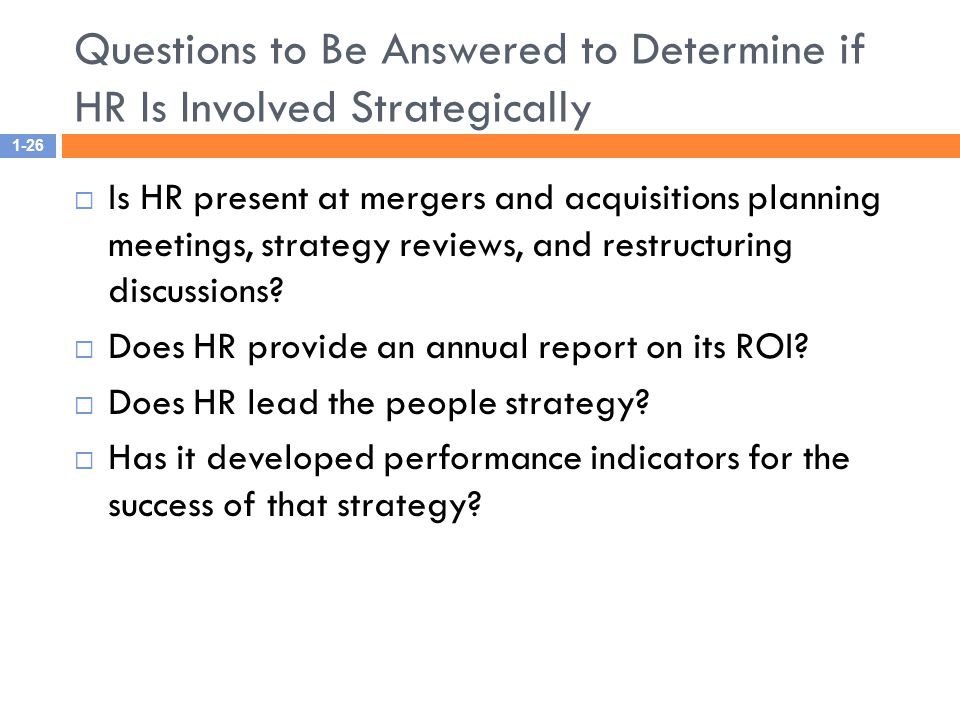 Questions to Be Answered to Determine if HR Is Involved Strategically