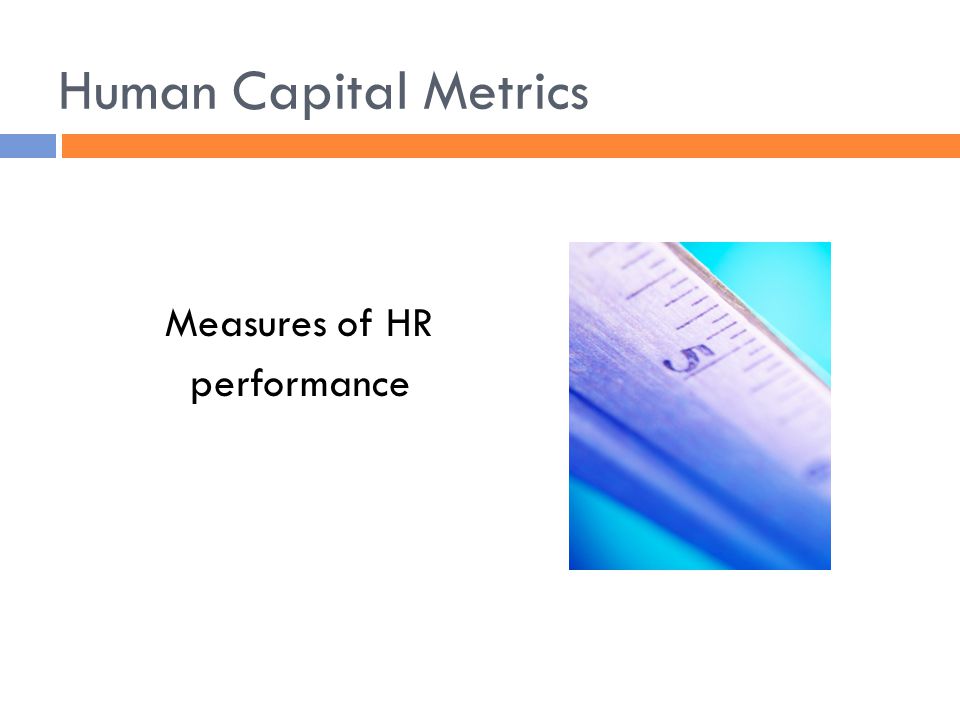 Human Capital Metrics Measures of HR performance
