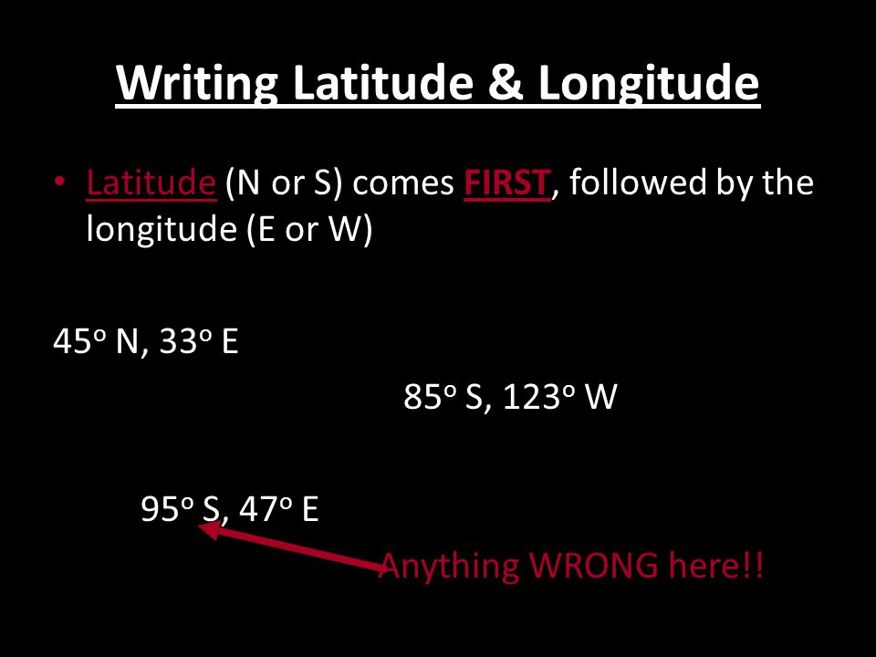 Writing Latitude & Longitude