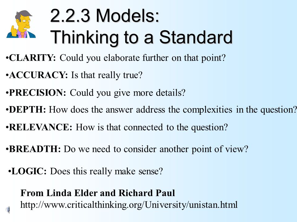 2.2.3 Models: Thinking to a Standard