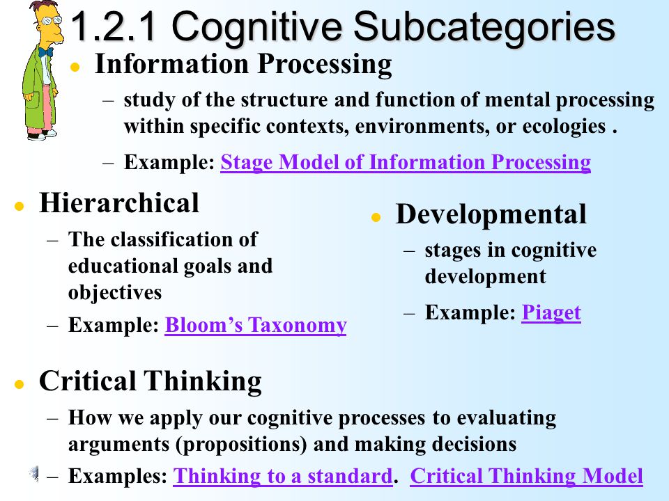 1.2.1 Cognitive Subcategories