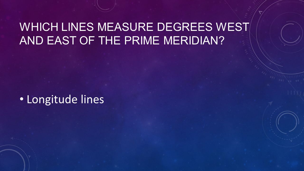 Which lines measure degrees West and East of the Prime Meridian