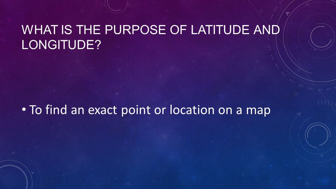 What is the purpose of latitude and longitude