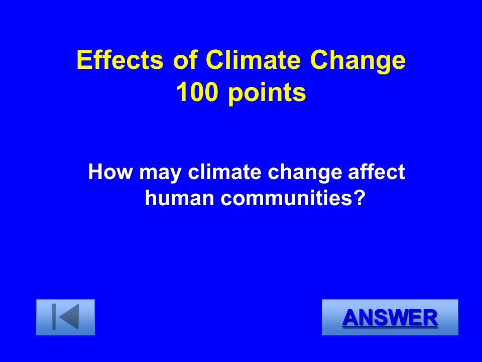 Effects of Climate Change 100 points