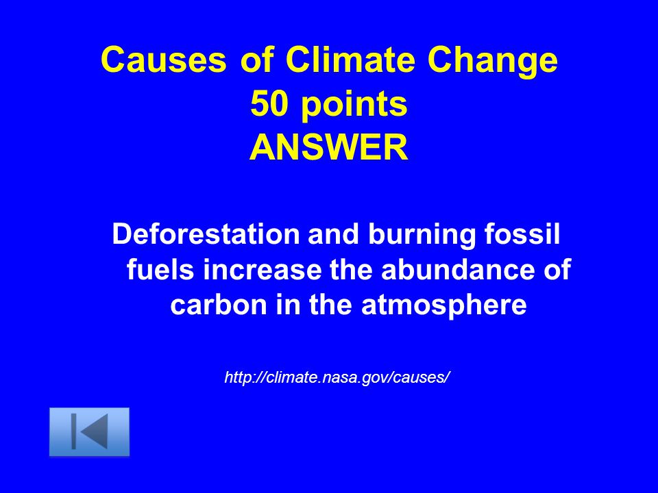 Causes of Climate Change 50 points ANSWER