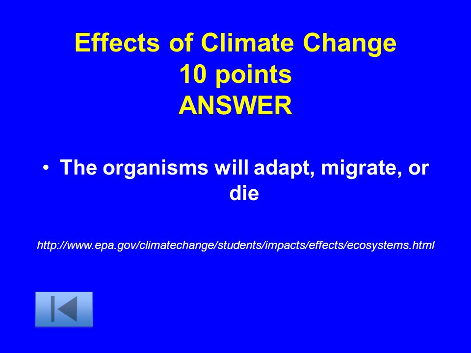 Effects of Climate Change 10 points ANSWER