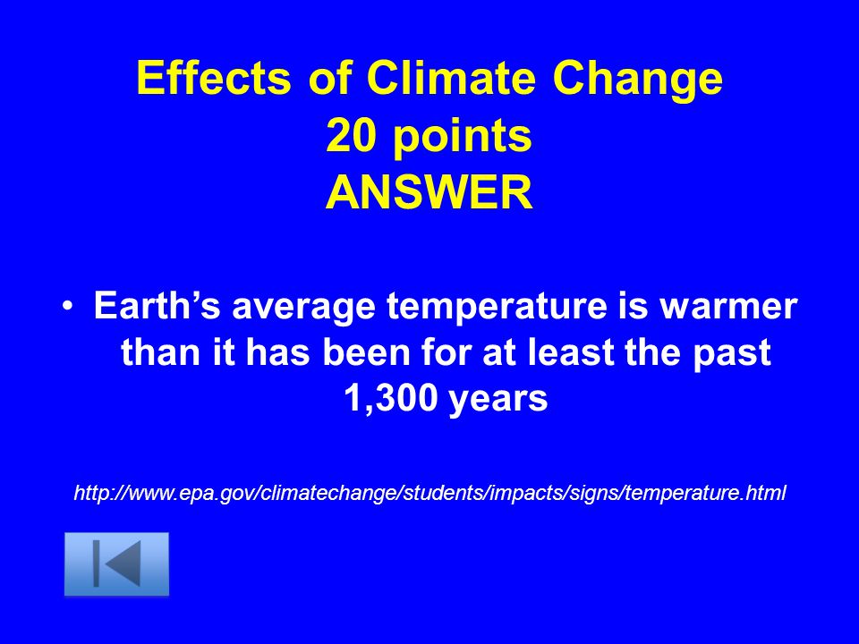 Effects of Climate Change 20 points ANSWER