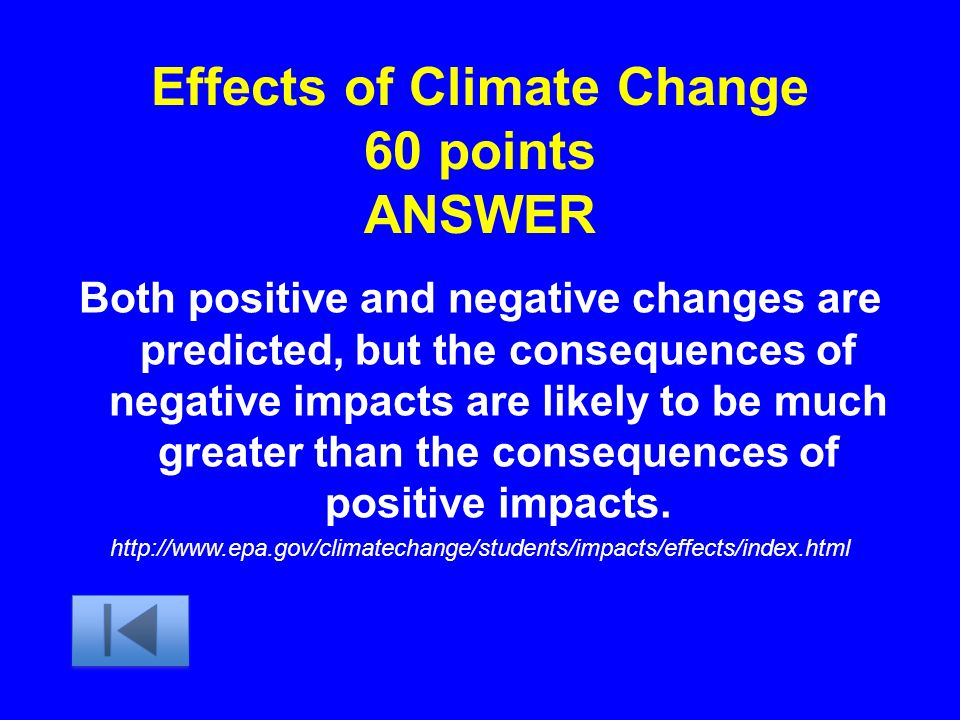 Effects of Climate Change 60 points ANSWER