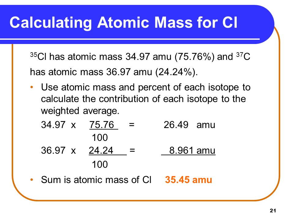 Calculating Atomic Mass for Cl