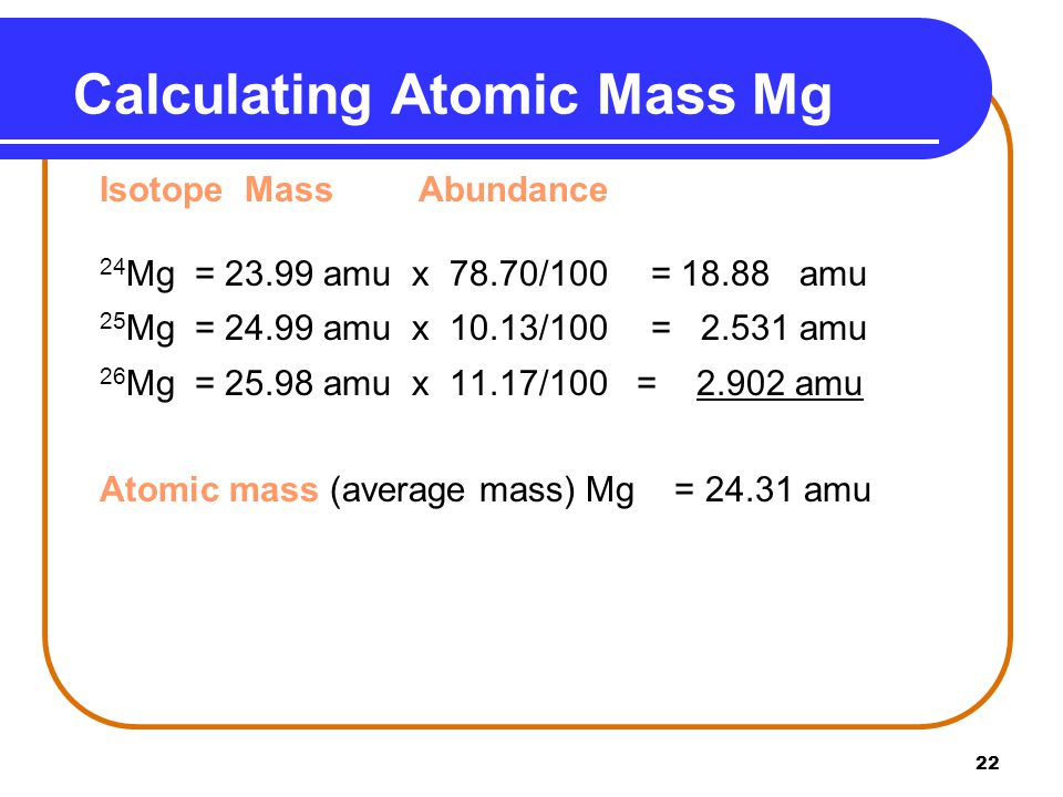 Calculating Atomic Mass Mg