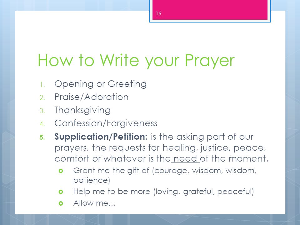 How to Write your Prayer