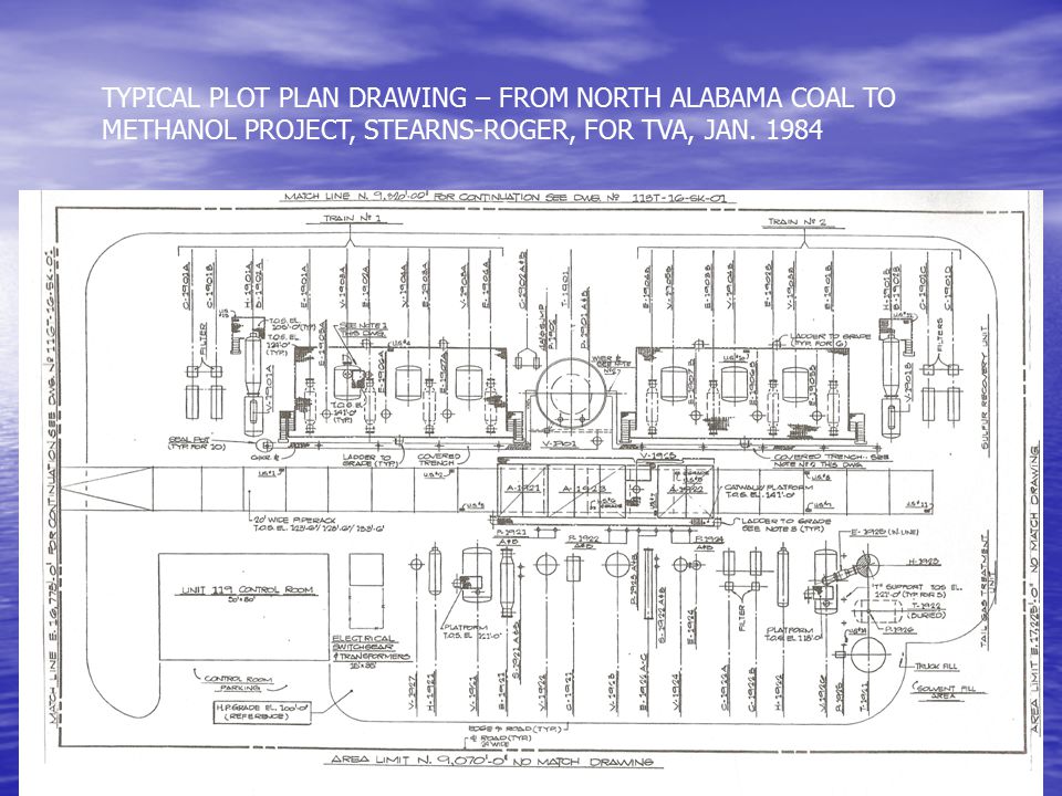 TYPICAL PLOT PLAN DRAWING – FROM NORTH ALABAMA COAL TO METHANOL PROJECT, STEARNS-ROGER, FOR TVA, JAN.