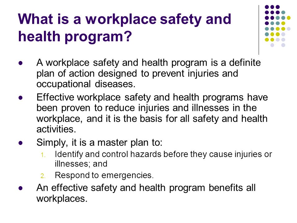 What is a workplace safety and health program
