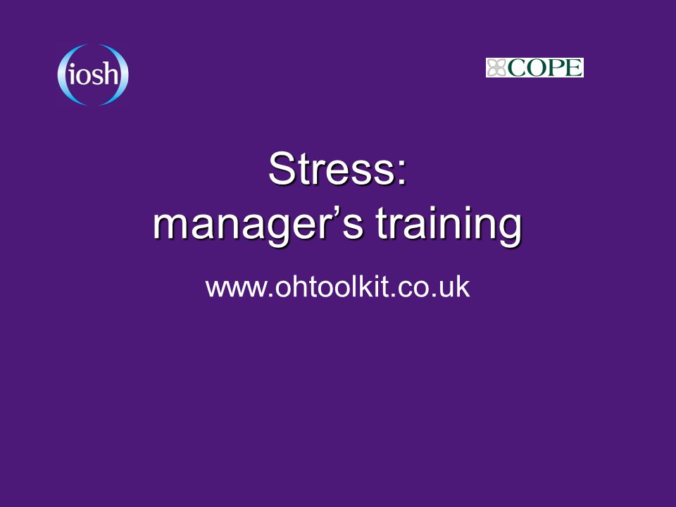 Stress: manager’s training