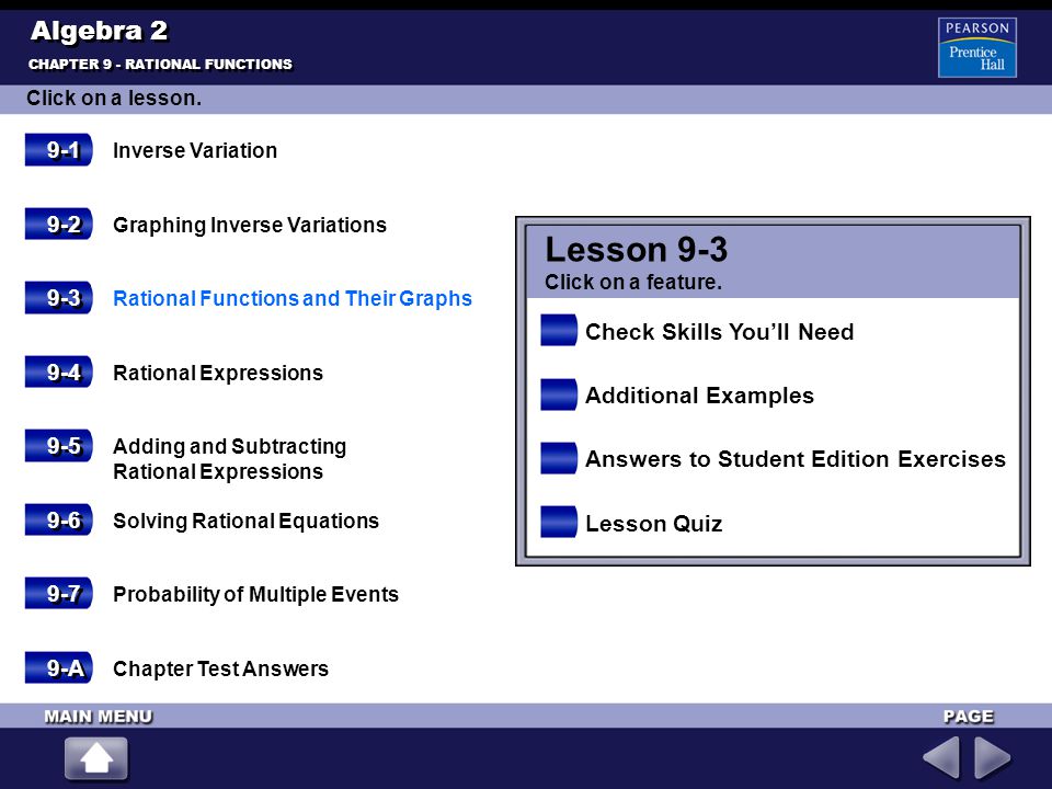 Lesson 9-3 Algebra Check Skills You’ll Need 9-4