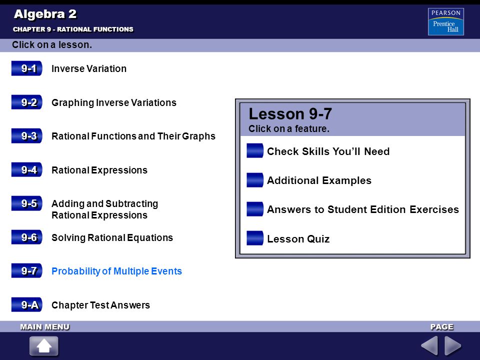 Lesson 9-7 Algebra Check Skills You’ll Need 9-4
