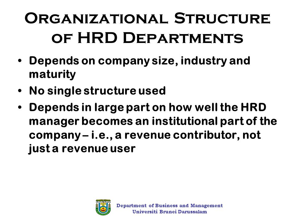 Organizational Structure of HRD Departments