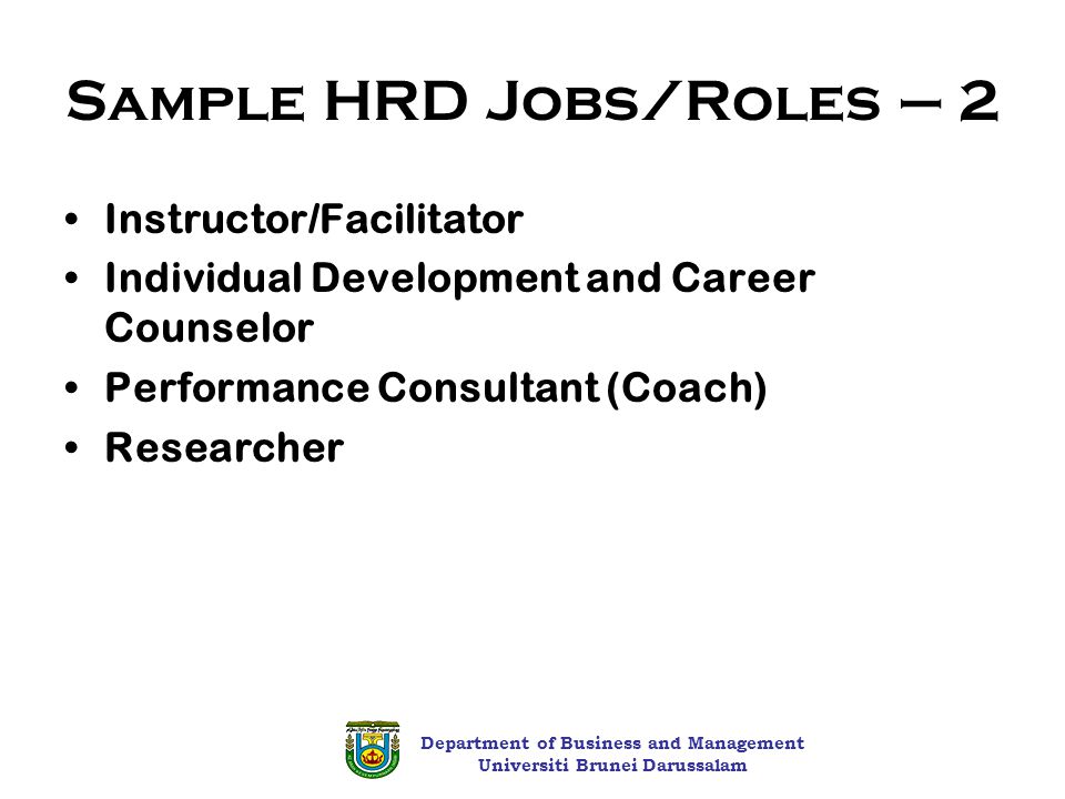 Sample HRD Jobs/Roles – 2