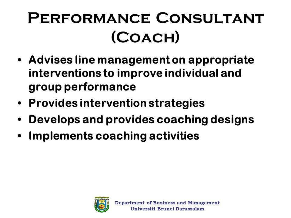 Performance Consultant (Coach)
