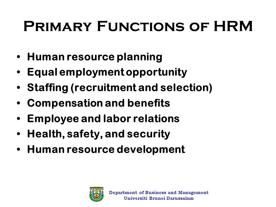 Primary Functions of HRM