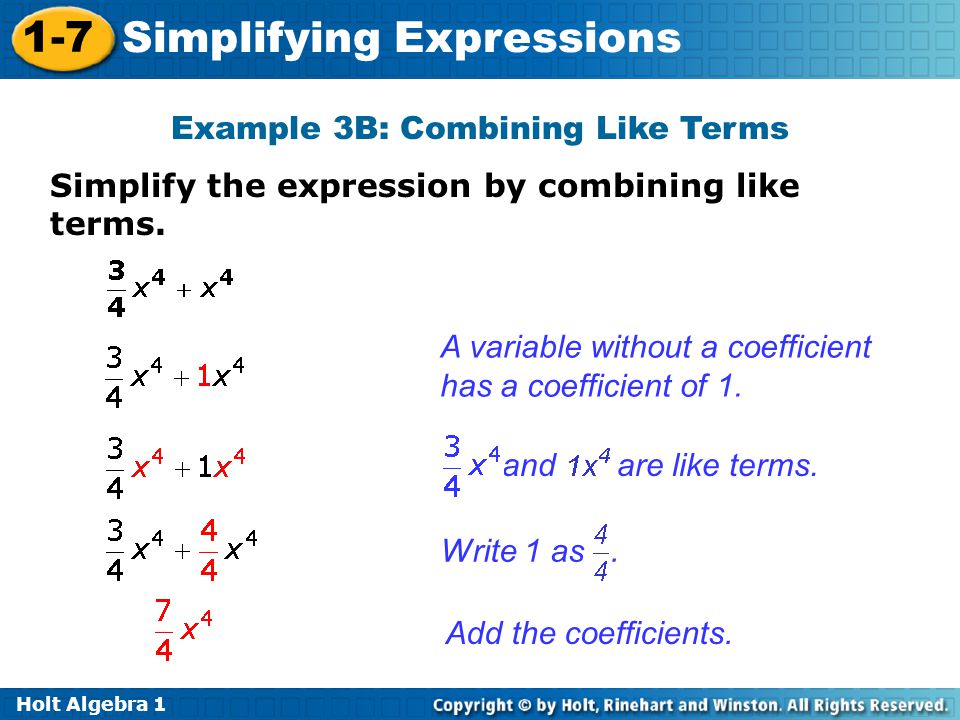 Example 3B: Combining Like Terms