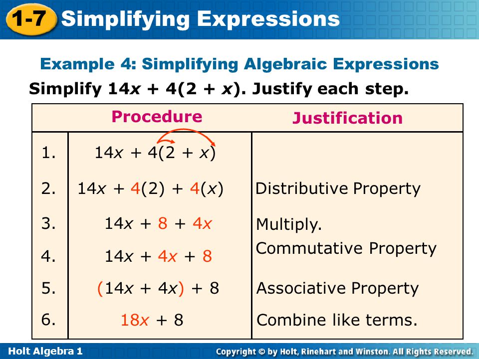 Example 4: Simplifying Algebraic Expressions