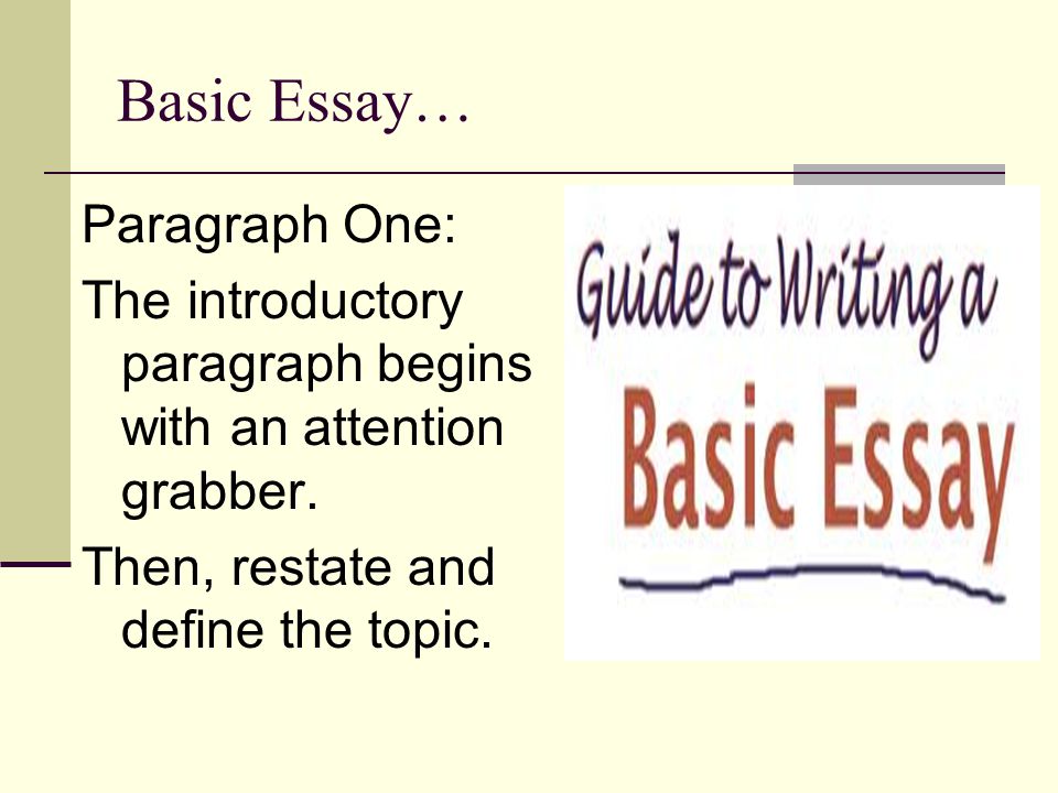 Basic Essay… Paragraph One: