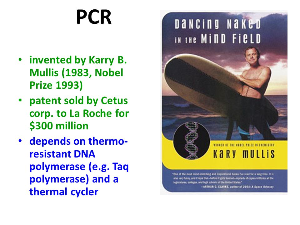 PCR invented by Karry B. Mullis (1983, Nobel Prize 1993)