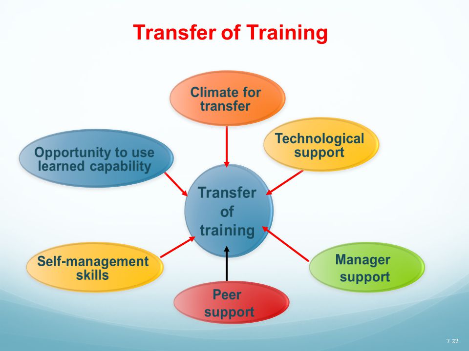 Transfer of Training Transfer of training Climate for transfer