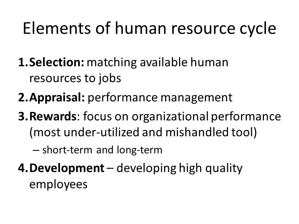 Elements of human resource cycle