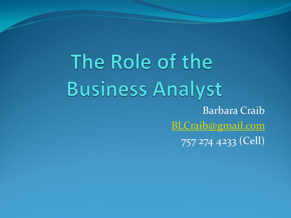The Role of the Business Analyst