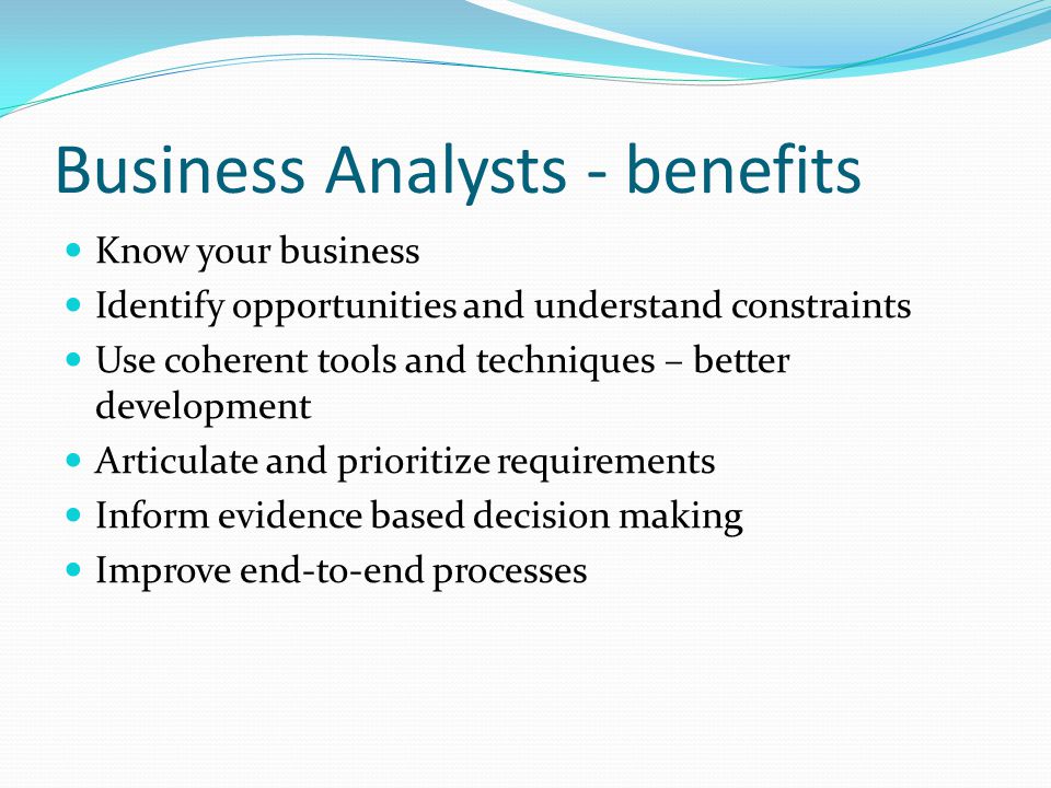 Business Analysts - benefits