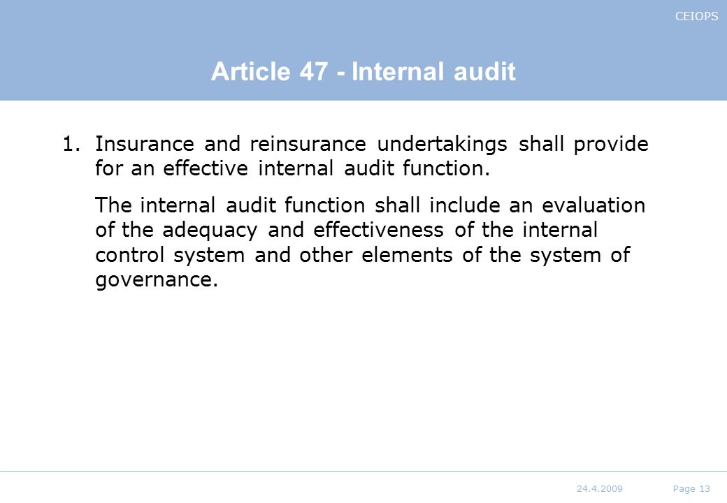 Article 47 - Internal audit
