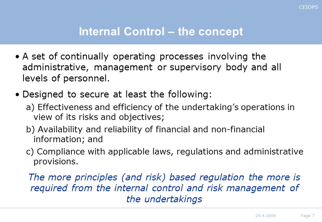 Internal Control – the concept