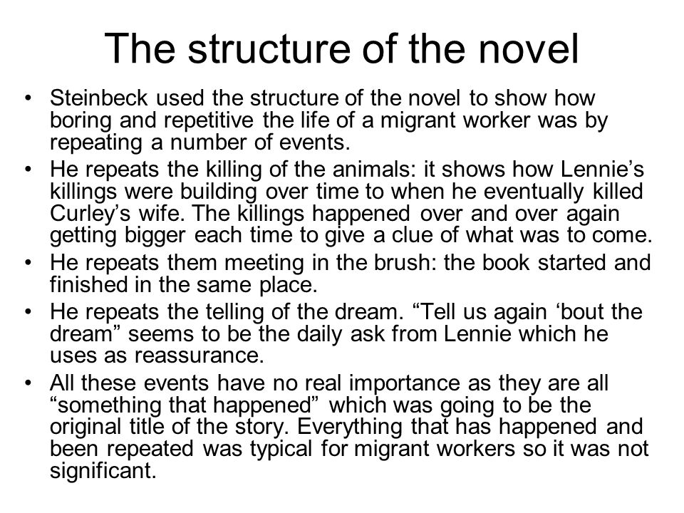 The structure of the novel