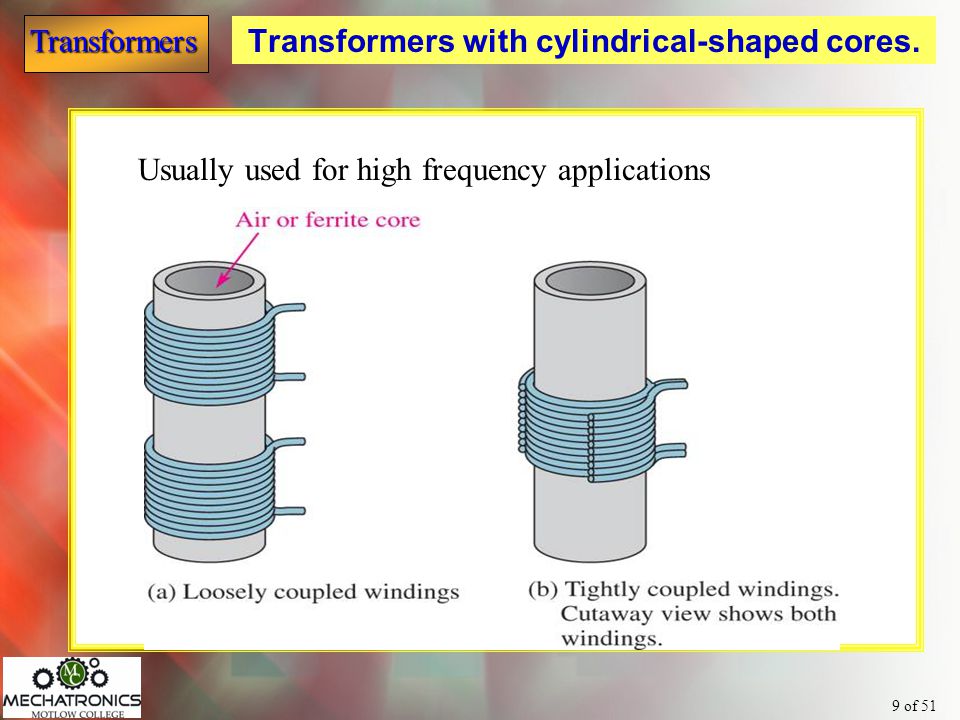 Transformers with cylindrical-shaped cores.