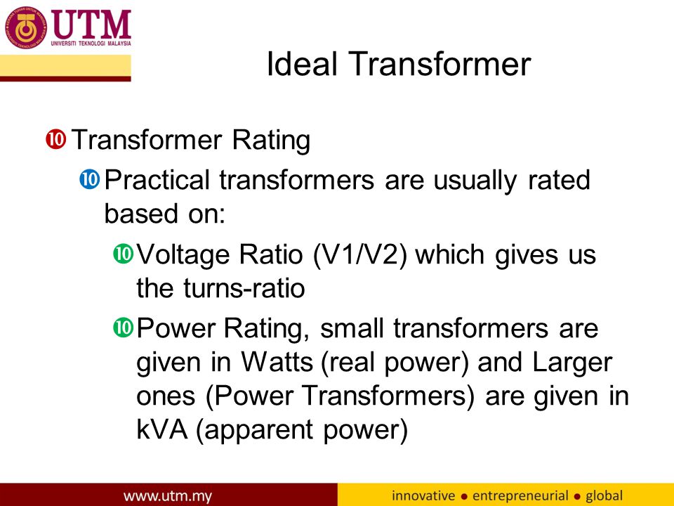 Ideal Transformer Transformer Rating