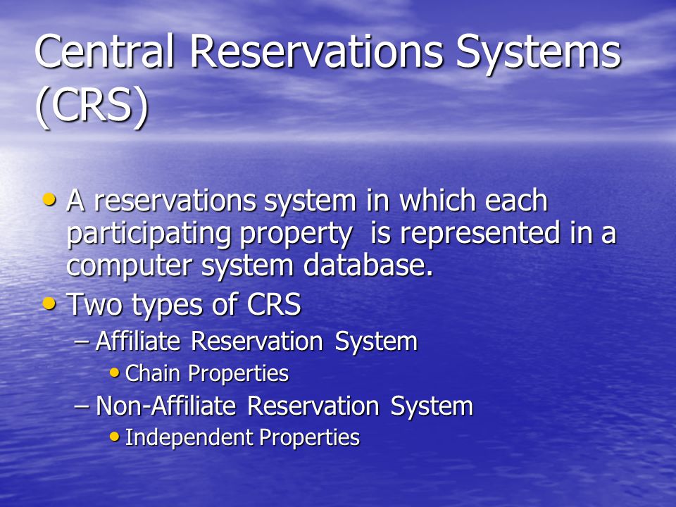 Central Reservations Systems (CRS)