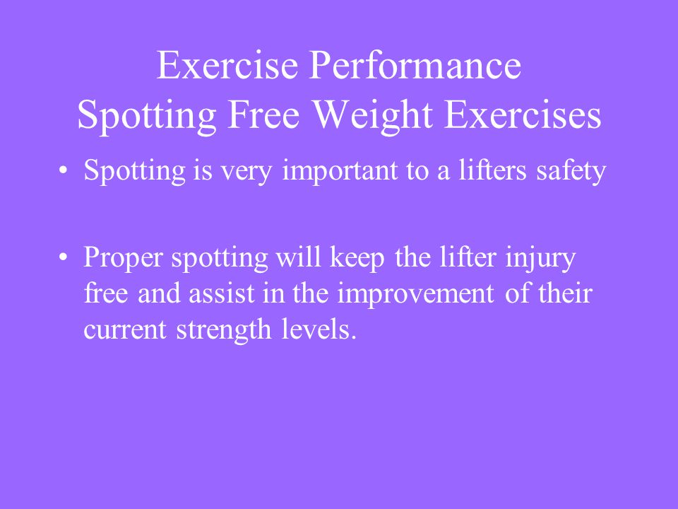 Exercise Performance Spotting Free Weight Exercises