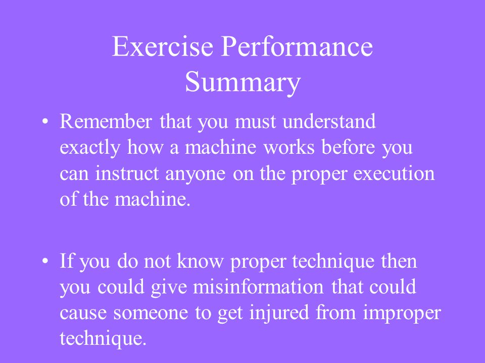 Exercise Performance Summary