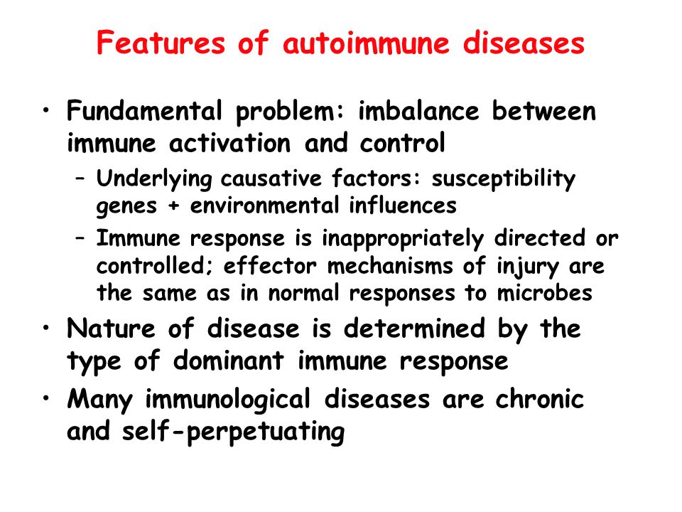 Features of autoimmune diseases