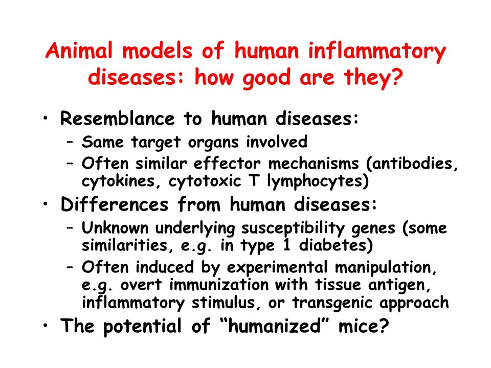 Animal models of human inflammatory diseases: how good are they